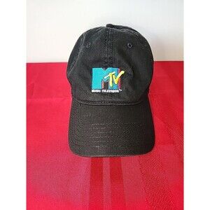 MTV Music Television Baseball Cap Mens One Size Black Logo Adjustable Strap